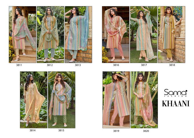 Sanna Khaani Printed With Fancy Work Casual Wear Salwar Kameez Collection
